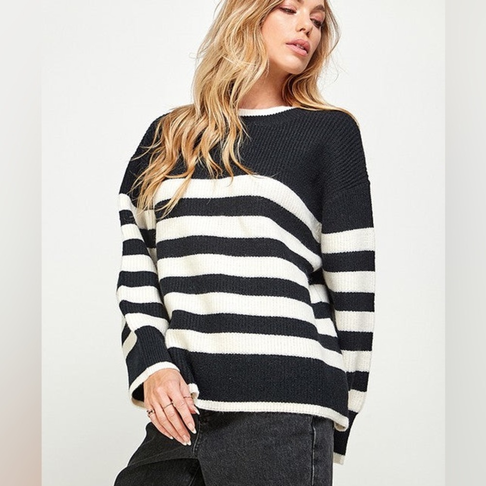 Black and White Striped Sweater
